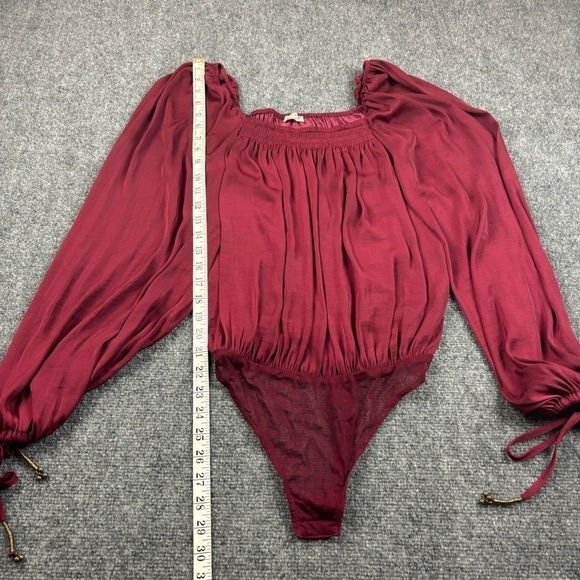 FREE PEOPLE Intimately Women’s Another Round Pomegranate Red Blouse bodysuit XS - Picture 14 of 14